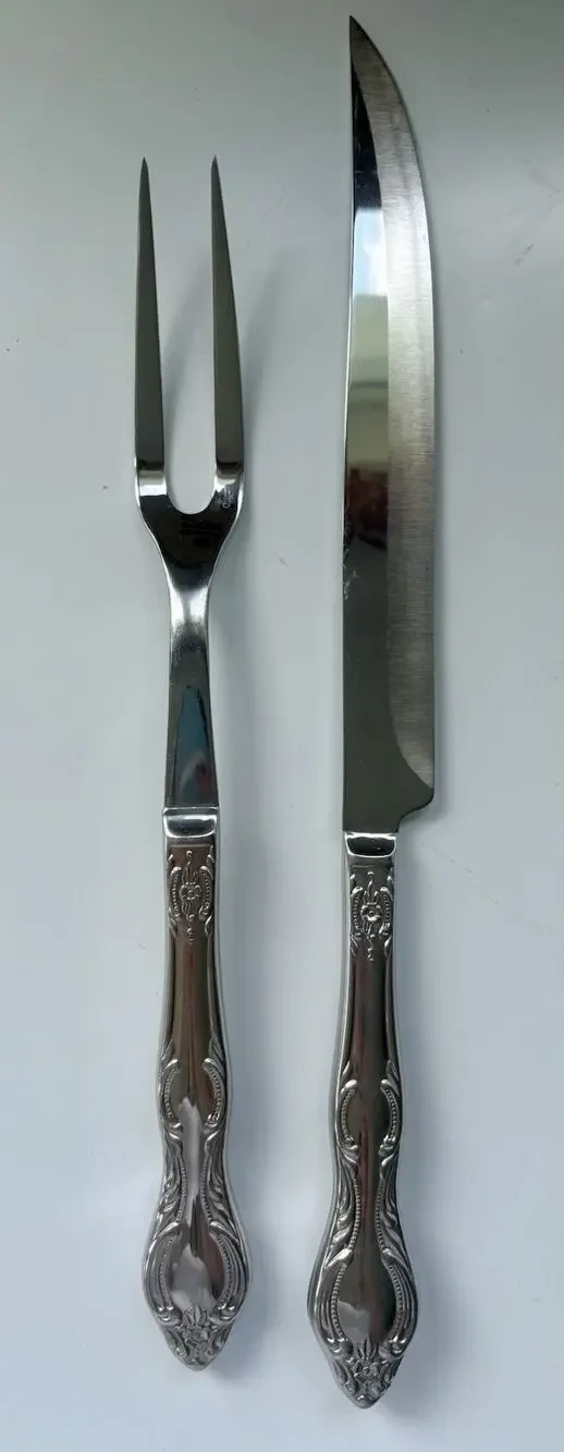 Princess House Gourmet Stainless Steel Carving Set Knife & Fork Braums Pattern